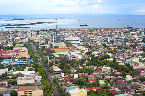 Panorama of Cebu city. Cebu is the Philippines second most significant metropolitan centre and main domestic shipping port.